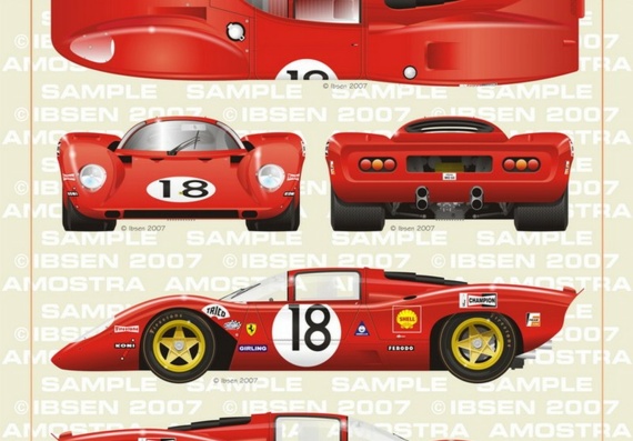 Ferrari 312P Coupe (1969) (Ferrari 312P of Coupet (1969)) - drawings of the car